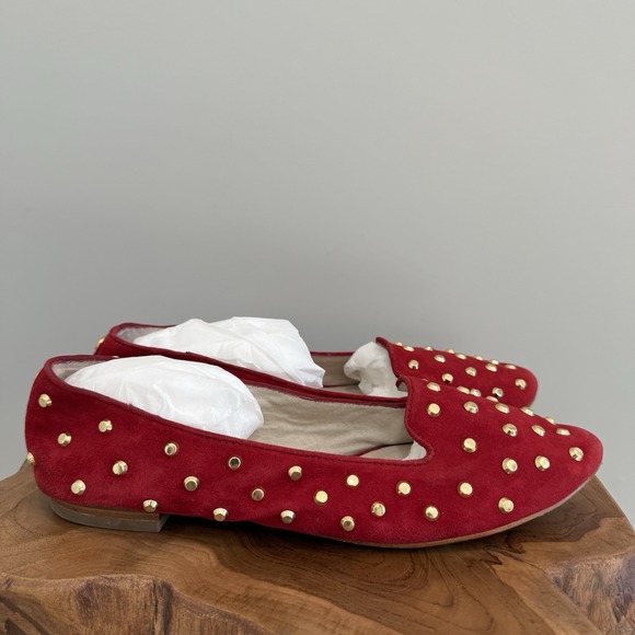 Michael Kors Women's Ailee Studded Suede Smoking Flats Cinnabar, Women's 9M - Picture 1 of 10